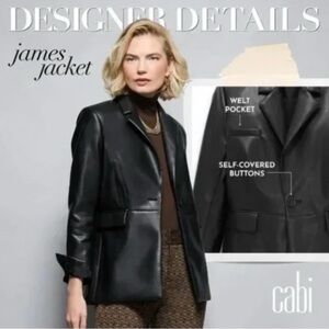 NWOT CAbi Women’s Faux soft Leather vegan James Jacket Blazer  Black Size M